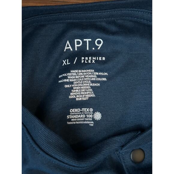 Premier Flex Henley Shirt Snap Performance Tech Stretch Blue Size XL - Picture 3 of 3